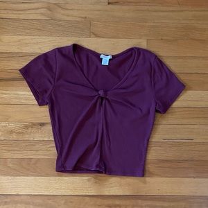 Purple short sleeved crop top